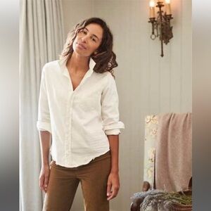 Frank & Eileen Barry Tailored Button Uo Denim Shirt in Vintage White Sz Small